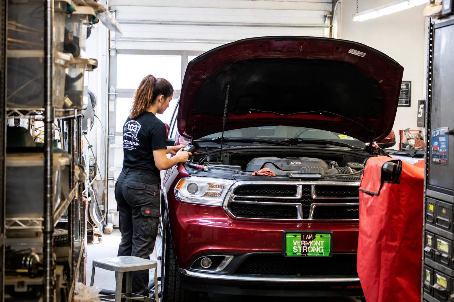 103 Auto Repair technician servicing vehicle